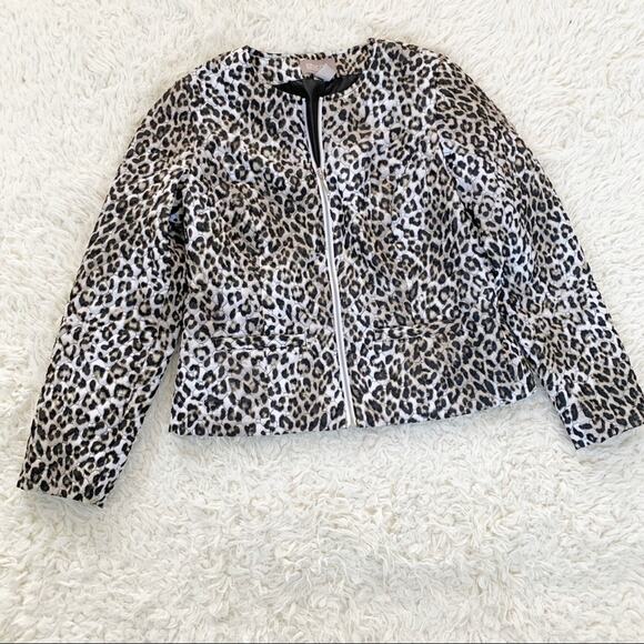CHICO’S Leopard Quilted Neutral Animal Print Zip-up Blazer Jacket Small - Picture 4 of 11
